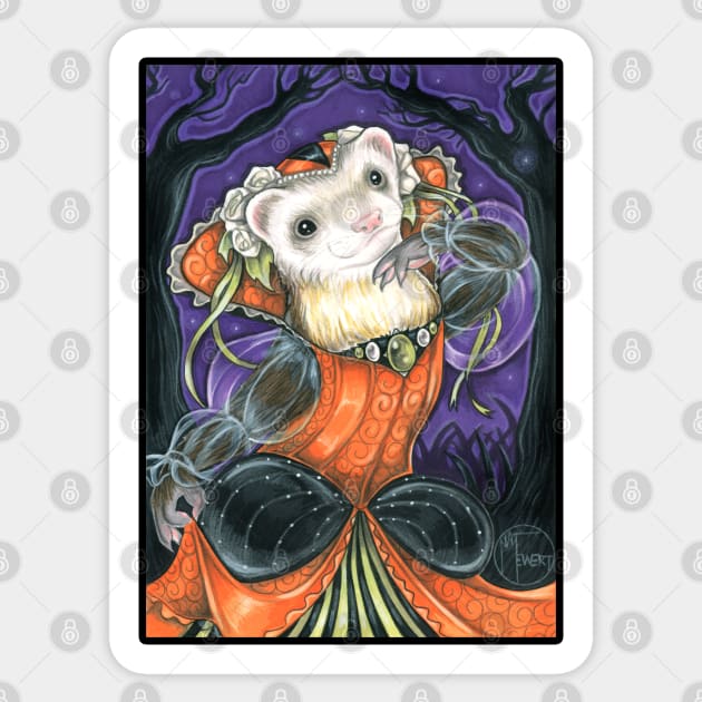 Ferret Halloween Princess - Ferret Sticker by Nat Ewert Art